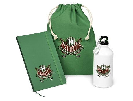 Promotional water bottle and notebook Set