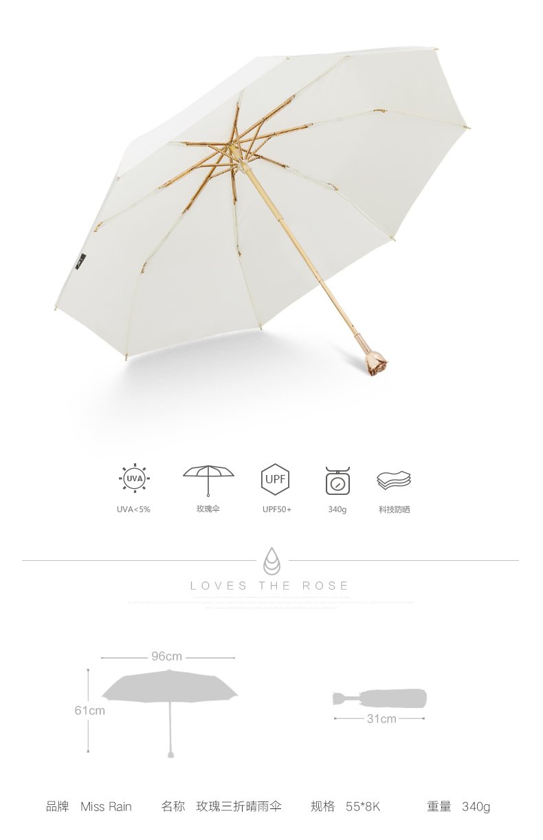 Rose Handle Umbrella - lightbulbbusinessconsulting